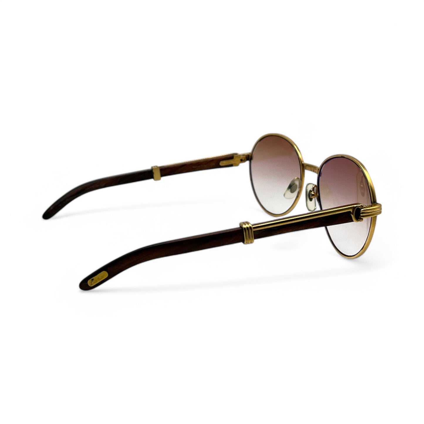 Authentic Cartier Bagatelle - 55-18 Vintage Gold Woods Sunglasses  w/ Brown Lenses (90s)