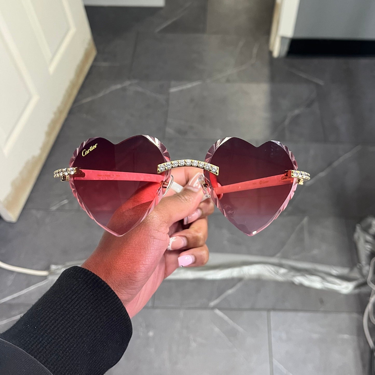 C Decor Sunglasses - 56-19 Custom Hearts Composite Marbles w/ Diamond Set (2026)