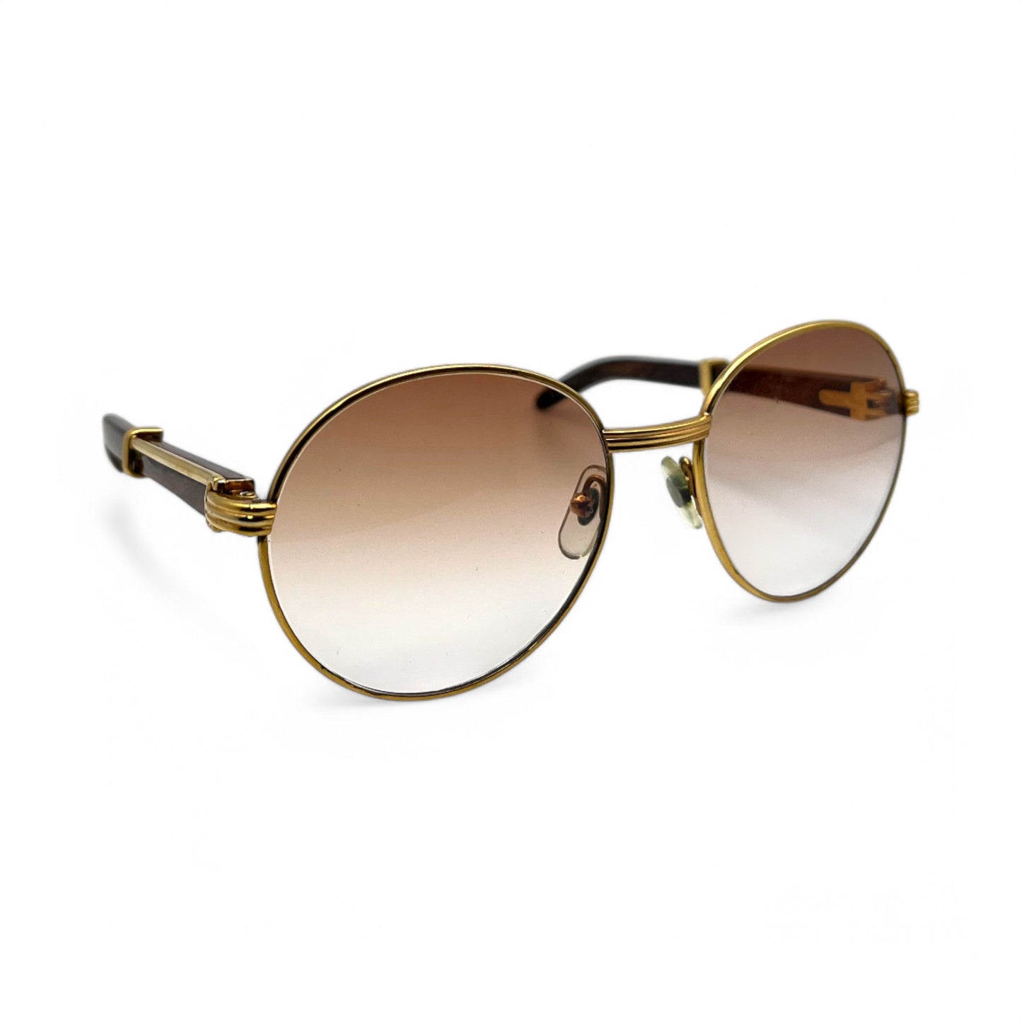 Authentic Cartier Bagatelle - 55-18 Vintage Gold Woods Sunglasses  w/ Brown Lenses (90s)