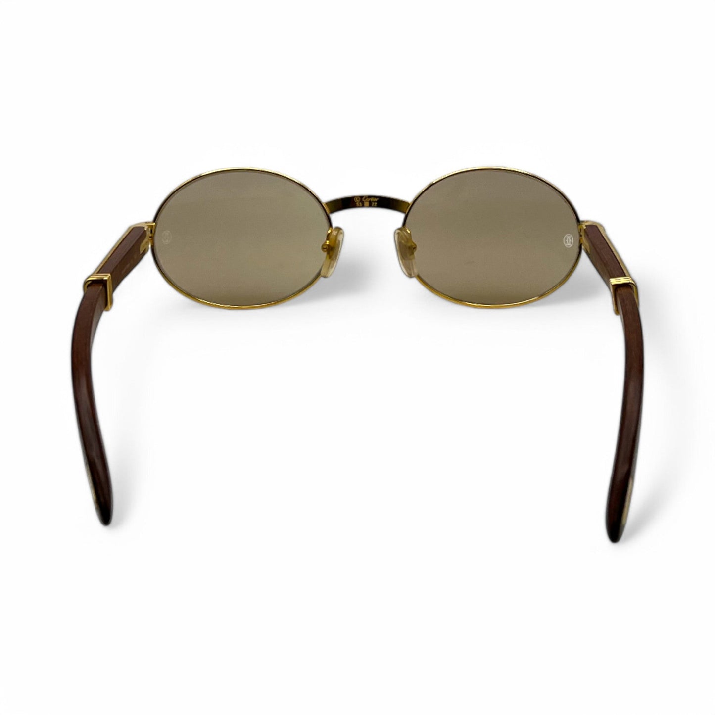 Authentic Cartier Giverny - 53-22 Gold Woods Sunglasses w/ Brown Oval Lenses (90s)