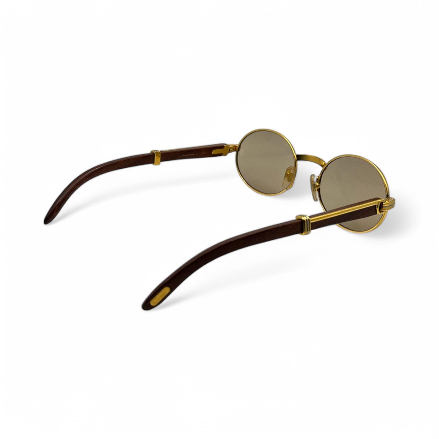 Authentic Cartier Giverny - 53-22 Gold Woods Sunglasses w/ Brown Oval Lenses (90s)