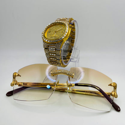 Combo - Big C - Gold Wires w/ Diamonds Set + PP Yellow Gold (Iced Out)