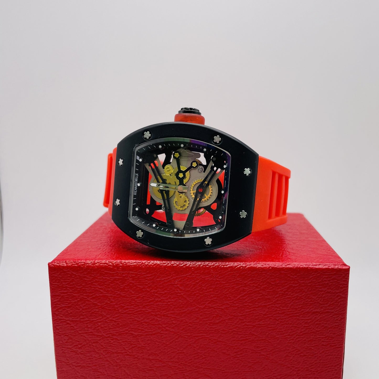 Combo - C Decor - Gold Red Woods + RM - Black Case w/ Red Strap