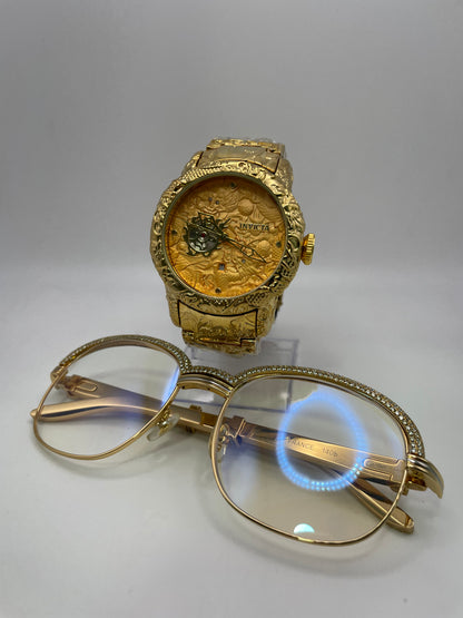 Combo - Malmaison - Gold Plated Temples w/ Double Rim Diamond Frame + Yakuza