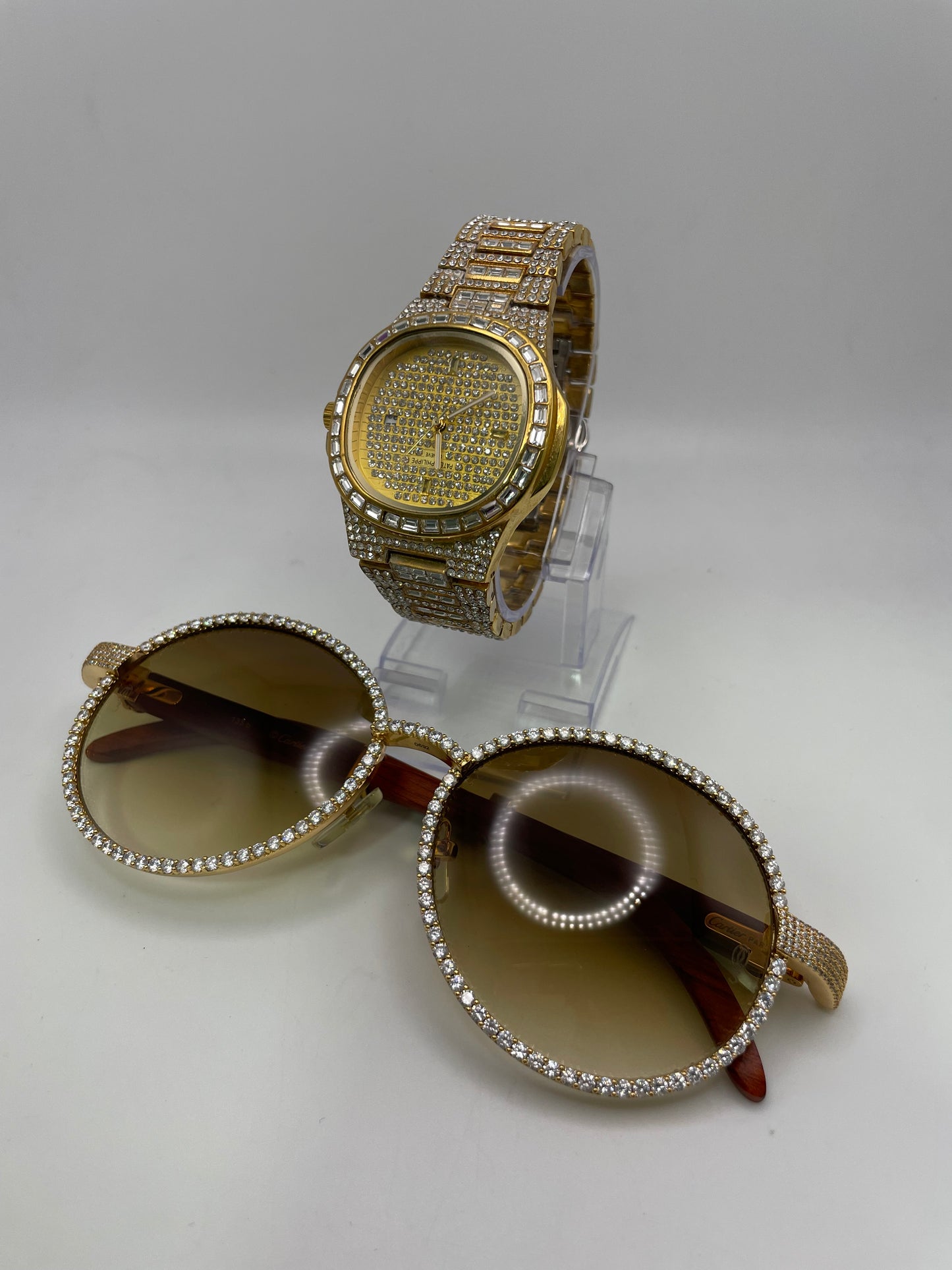 Combo - Gold Woods w/ Diamond Frame + PP Yellow Gold (Iced Out)