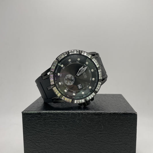 Reserve - Black Case w/ Black Dial and Stones Bezel - Black Strap