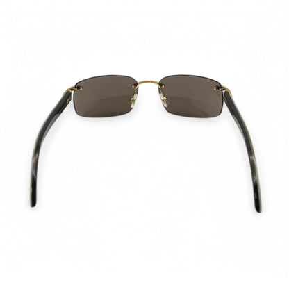 CT0046S Authentic Cartier C Decor - 56-18 White Horns & Bubinga Woods Sunglasses w/ Dark Brown Lenses (2010s)