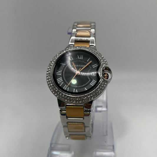 Crtr Ballon - Steel Case w/ Black Dial and Diamonds Bezel - Two Tone Steel Band