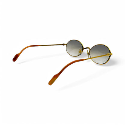 Authentic Cartier Saturne - Gold Wires Sunglasses w/ Gray Oval Lenses (80s)