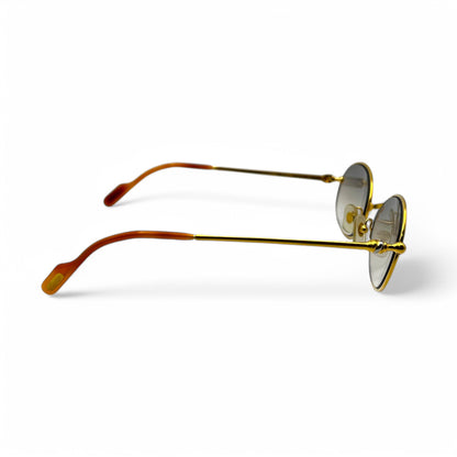 Authentic Cartier Saturne - Gold Wires Sunglasses w/ Gray Oval Lenses (80s)