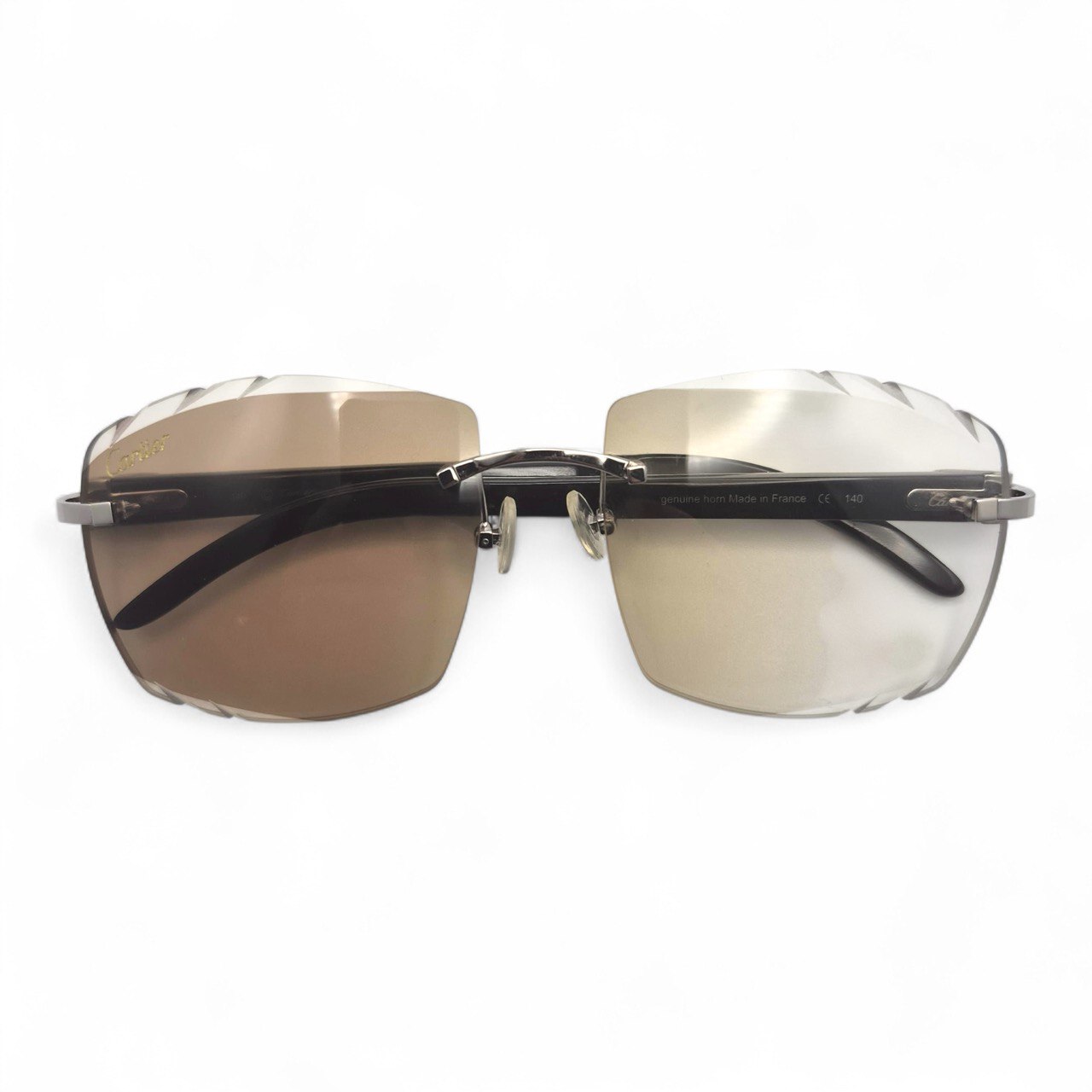 C Decor Buffs (Diamond Cut) - Silver White Genuine Horn Sunglasses (2020s) - Luxury Optical
