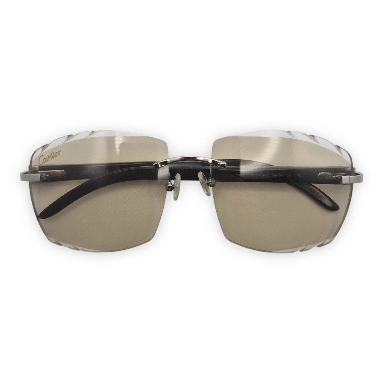 C Decor Buffs (Diamond Cut) - Silver White Genuine Horn Sunglasses (2020s) - Luxury Optical