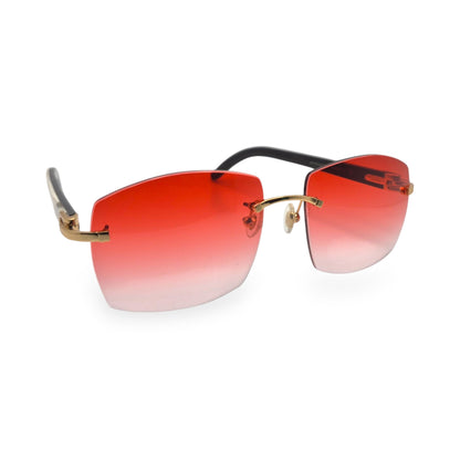 C Decor Buffs - Gold White Genuine Horn Sunglasses (2010s) - Luxury Optical