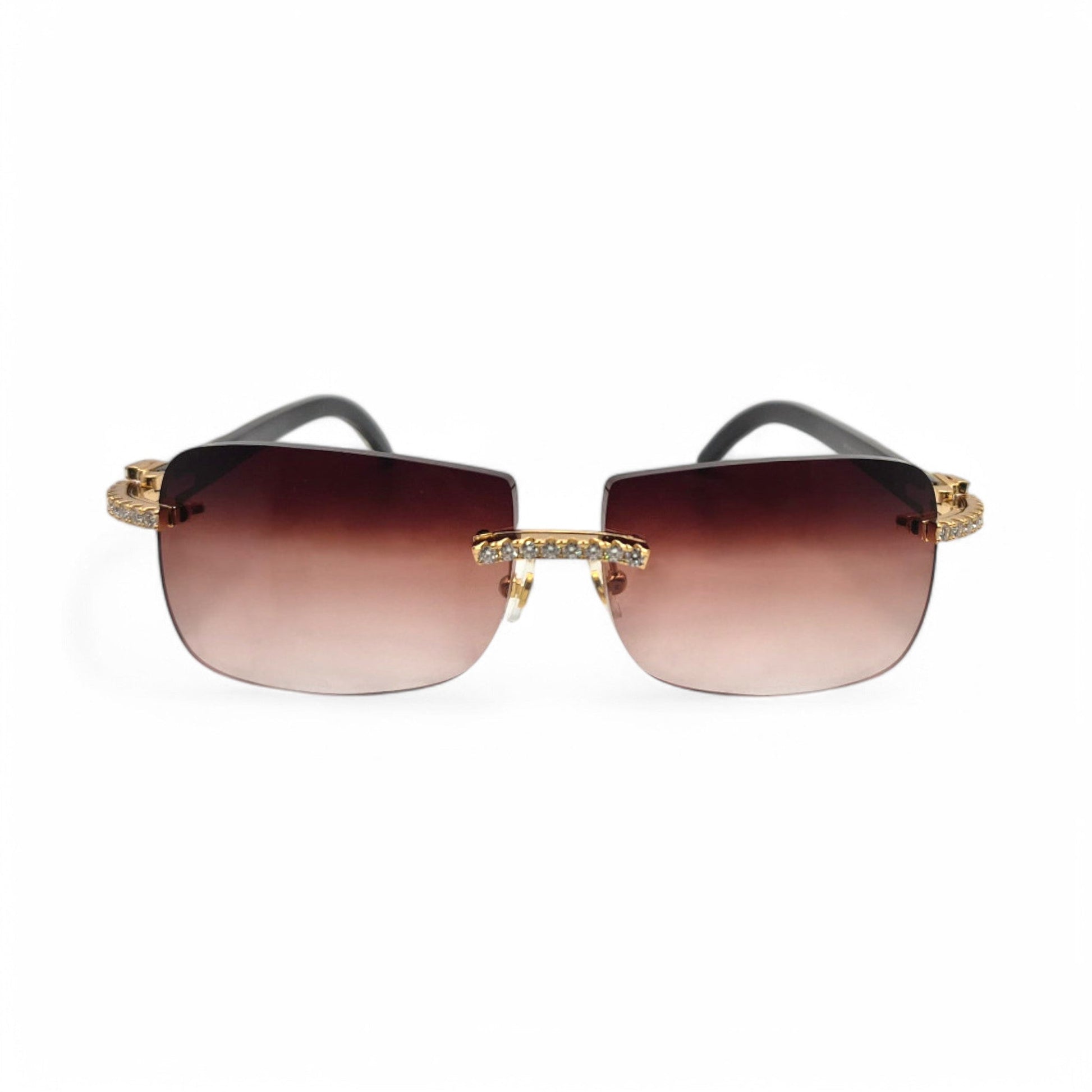 CT0046S C Decor Buffs (Iced - Moissanite) - Gold Genuine White Horn Sunglasses w/ Moissanite Diamonds Prong Set (2010s) - Luxury Optical