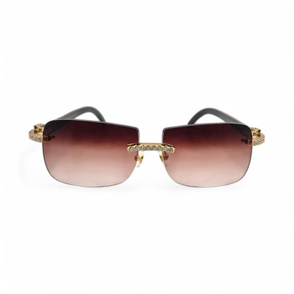 CT0046S C Decor Buffs (Iced - Moissanite) - Gold Genuine White Horn Sunglasses w/ Moissanite Diamonds Prong Set (2010s) - Luxury Optical