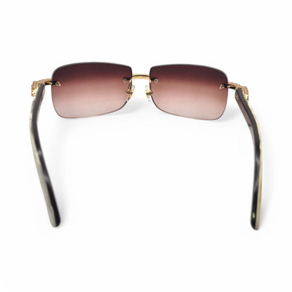 CT0046S C Decor Buffs (Iced - Moissanite) - Gold Genuine White Horn Sunglasses w/ Moissanite Diamonds Prong Set (2010s) - Luxury Optical