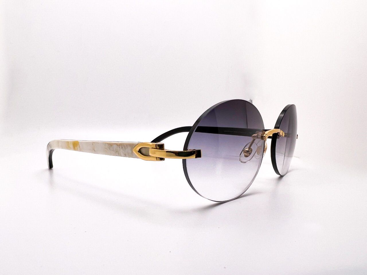 2020 Cartier Decor C Gold White Buffs Smoke Grey Oval Lenses