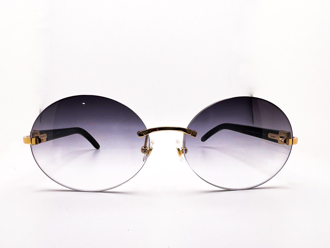 2020 Cartier Decor C Gold White Buffs Smoke Grey Oval Lenses