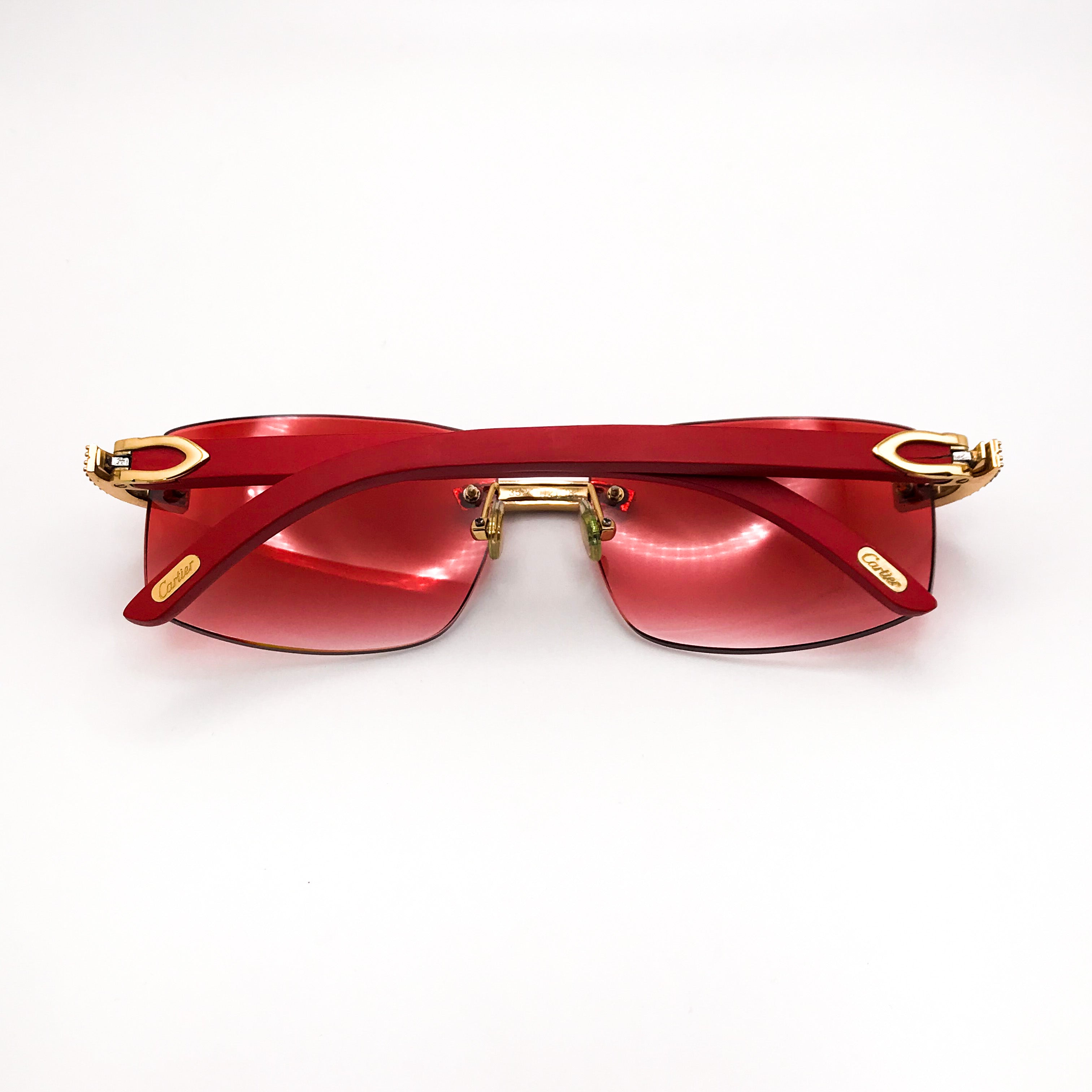 red wood with 3 pcs Double Row Set Sunglasses and #6 Red