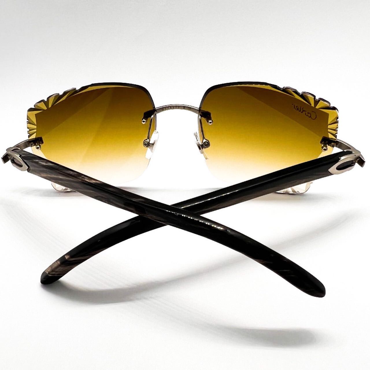 Decor C Brushed Silver Black Buffs with Square Diamond Cut Lenses