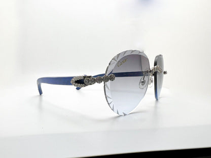 C Decor - Silver Blue Woods w/ Gray Indigo Lenses - Diamonds Flower Set