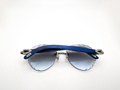 C Decor - Silver Blue Woods w/ Gray Indigo Lenses - Diamonds Flower Set