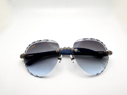 C Decor - Silver Blue Woods w/ Gray Indigo Lenses - Diamonds Flower Set