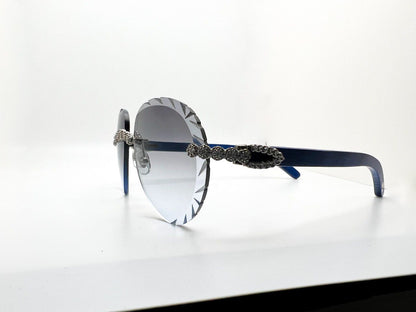 C Decor - Silver Blue Woods w/ Gray Indigo Lenses - Diamonds Flower Set