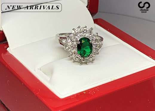 Diamond Ring with Green Ruby