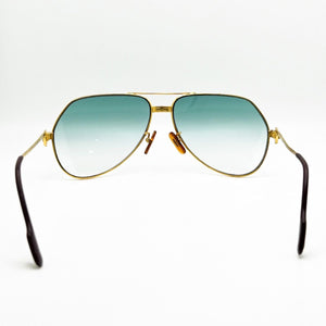 Vintage Gold Cartier Santos Seaweed Green Lenses Registered Authentic