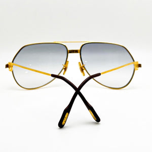Vintage Gold Cartier Santos Smoke Grey lenses Registered Authentic