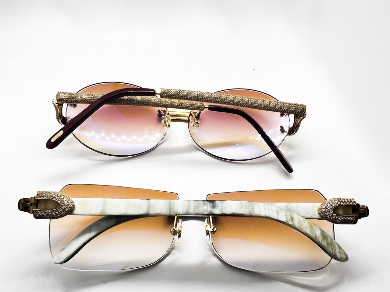 Bubble Set Combo (2 pair) - Custom Cartier Big C Wire and White Horn Sunglasses