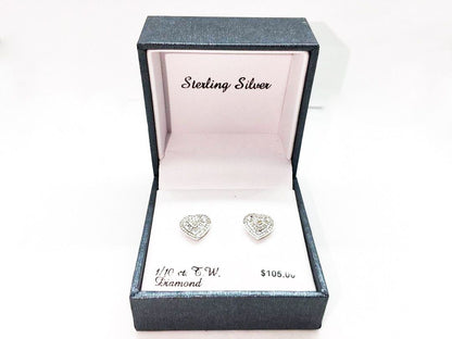 Hearts Diamond Earrings In Sterling Silver