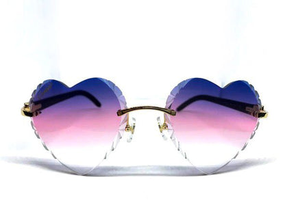 Decor C Gold White Buffs with Diamond Cut Heart Lenses