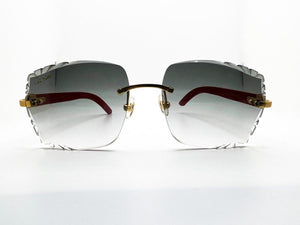 Limited Editon Brushed Gold Cherry Wood with Smoke Grey Square Diamond Cut Lenses