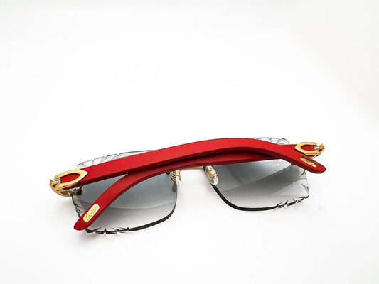 Limited Editon Brushed Gold Cherry Wood with Smoke Grey Square Diamond Cut Lenses