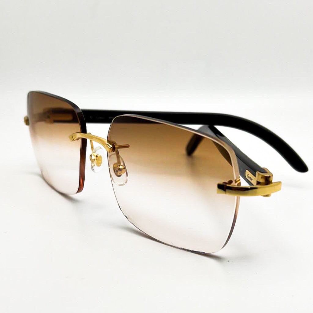 Gold Decor C White/Ivory color swirls with 11 Hennessy Brown Square Lenses