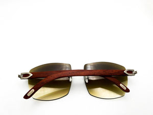 Limited Edition Brushed Silver Brown Wood with 62 Mykonos lenses