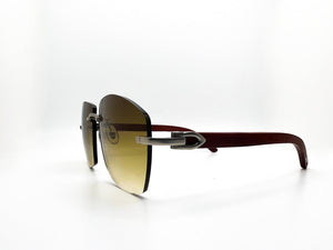Limited Edition Brushed Silver Brown Wood with 62 Mykonos lenses