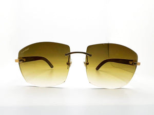 Limited Edition Brushed Gold Brown Wood with 62 Mykonos lenses