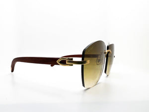 Limited Edition Brushed Gold Brown Wood with 62 Mykonos lenses