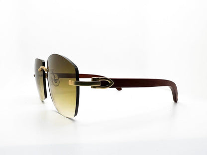 Limited Edition Brushed Gold Brown Woods with Brown 62 Mykonos Lenses
