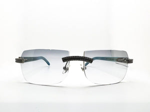 Decor C Silver 5pc Double Row Set With Fusion Blue Temples and #3 Lenses Smoke Grey Transitions Lenses