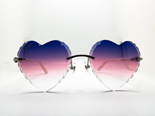 Small C Decor - Gold White Marble Aztecs w/ Purple & Pink Diamond Cut Heart Lenses