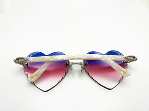 Decor Small C Gold and White Marble Aztecs with Purple Pink Diamond Cut Hearts