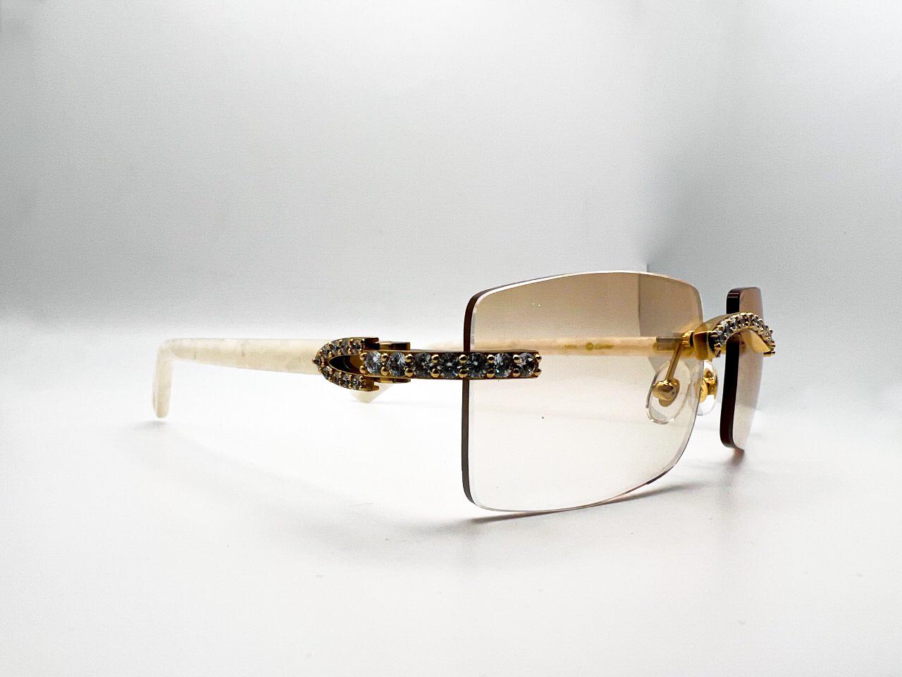 Decor Small C White Acetate Marbles #10 Gradient Brown Transition Lenses