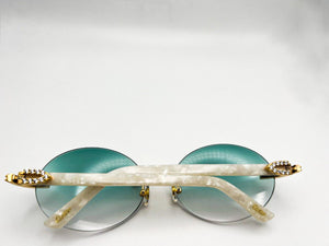 Small Decor C White Marbles with 5 pc prog set .10 pointers #1 Oval Seaweed Green Lenses
