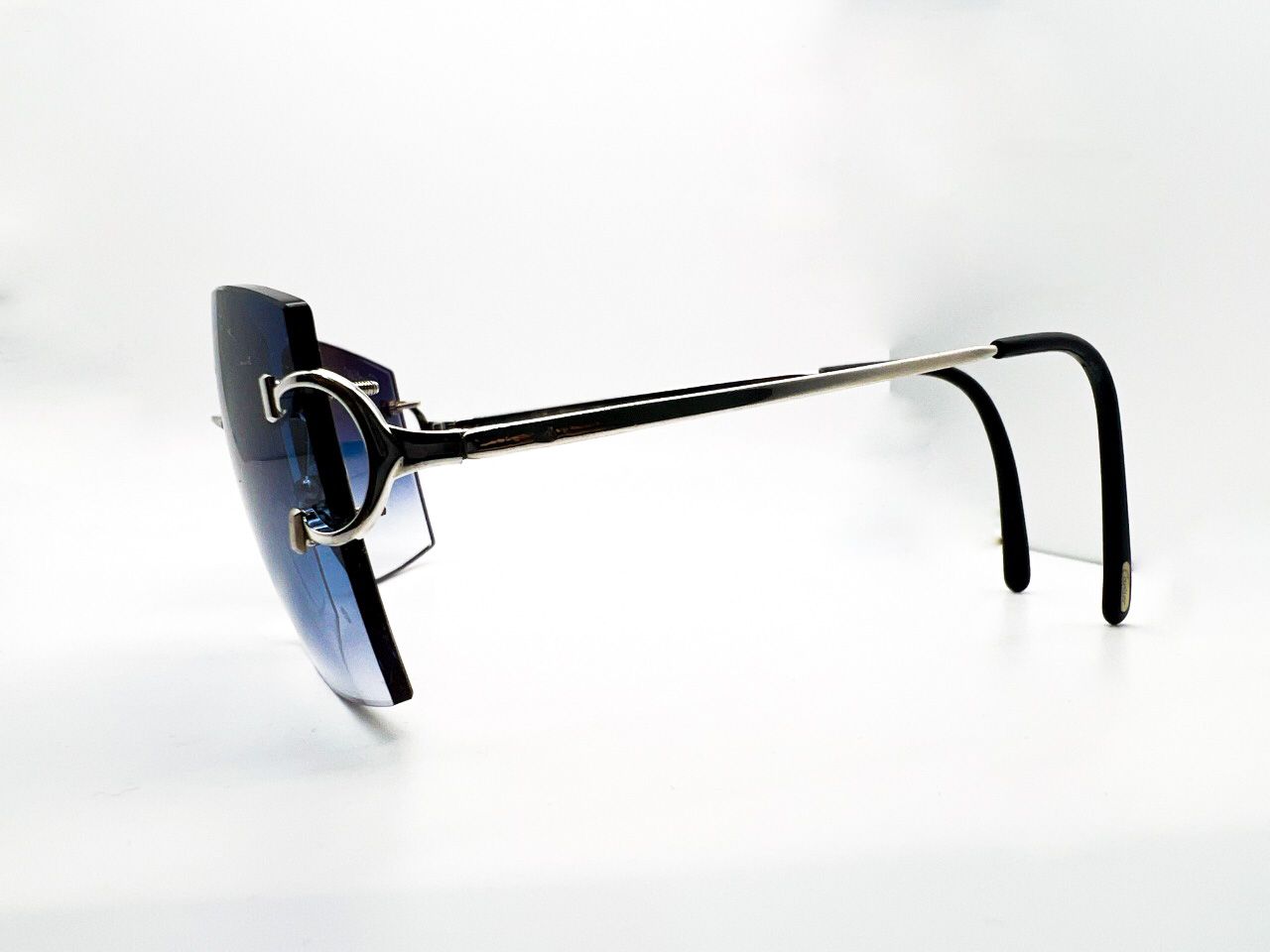 Big C Cartier Platinum Wire Sunglasses with Bugatti Lenses Repaired Temple Registered 7/10 Authentic
