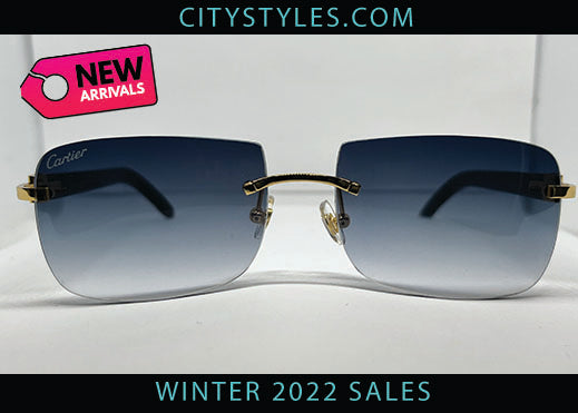 Blue Safe Square Grey Cartier Lenses w/ White Marble Arms