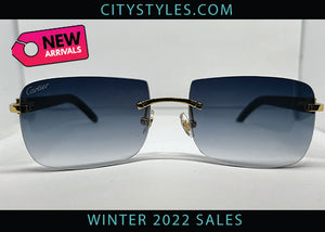 Blue Safe Square Grey Cartier Lenses w/ White Marble Arms
